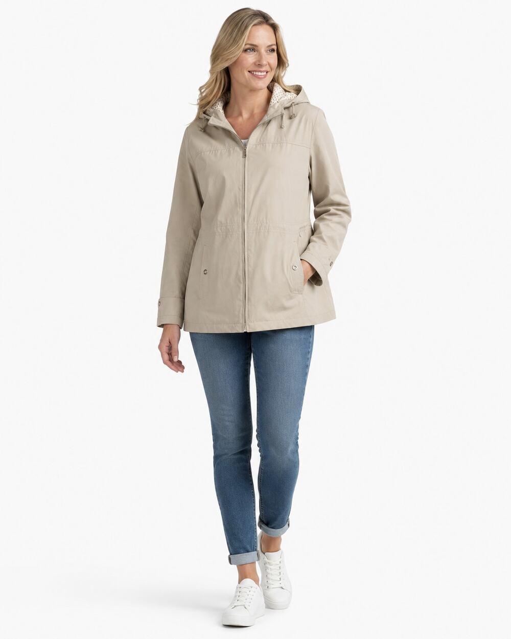 Dan248 Free Country Radiance Womens Hooded Lightweight Jacket Beige Full Zip XL